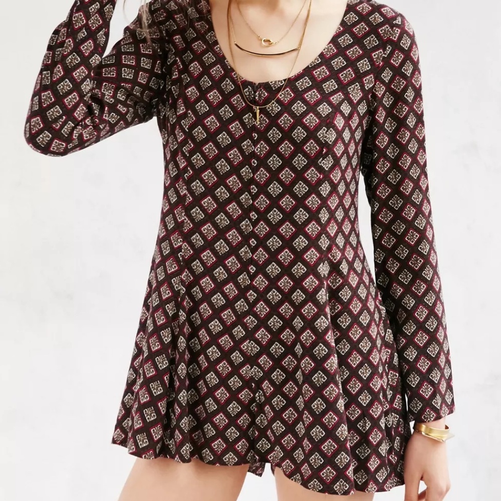 Lucca Couture Zip-front Floral Romper (M)